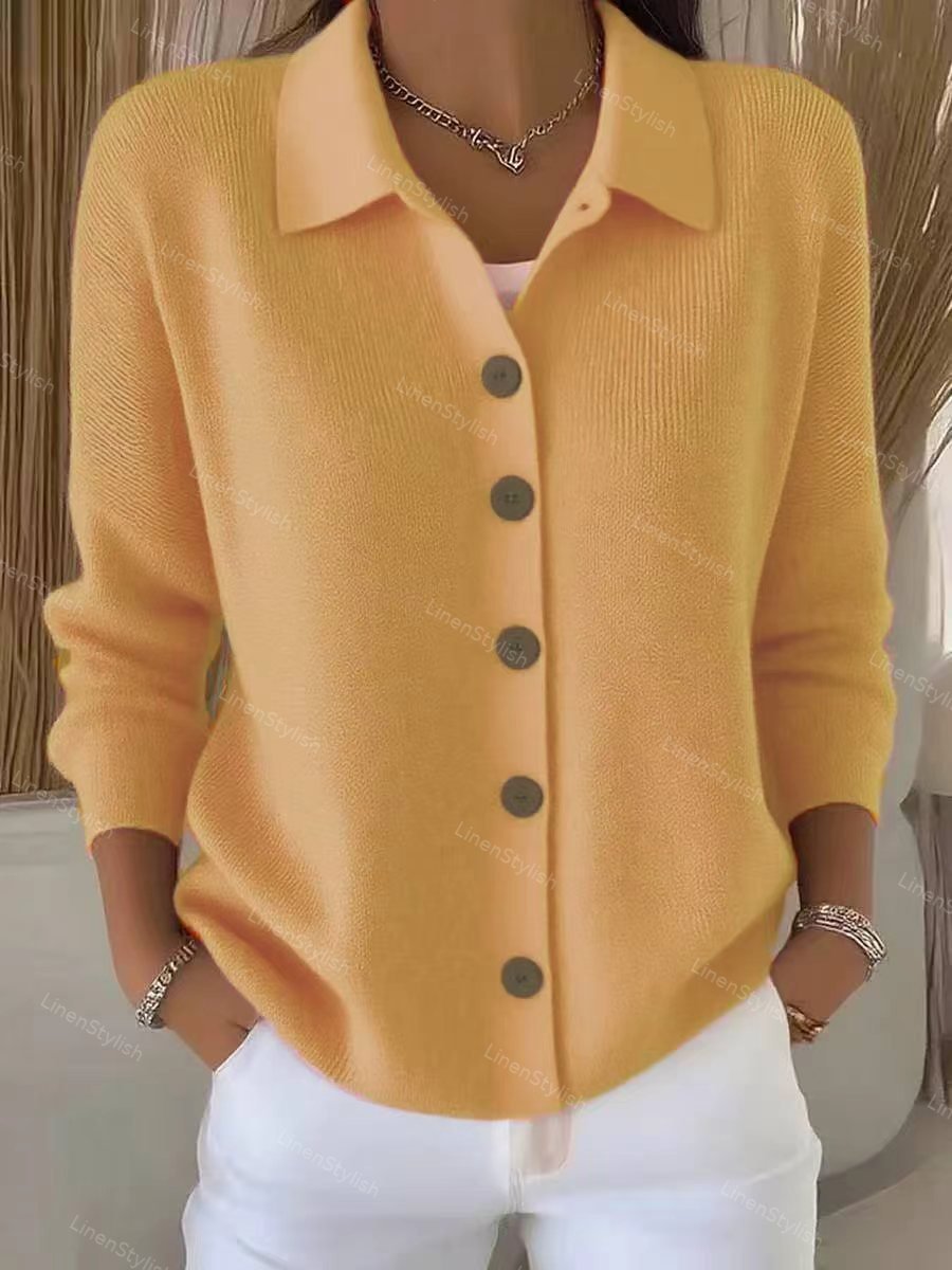 Knit Cardigan With Lasel Button