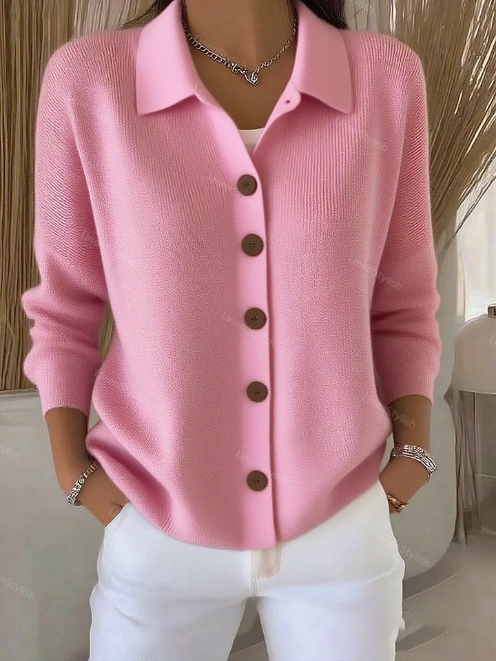 Knit Cardigan With Lasel Button