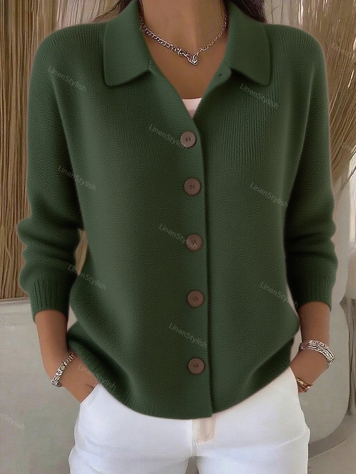 Knit Cardigan With Lasel Button