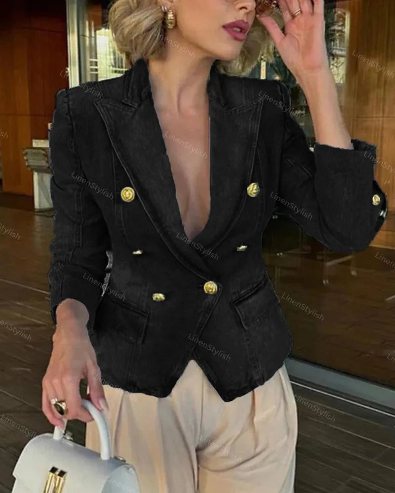 Denim Suit-collar Jacket