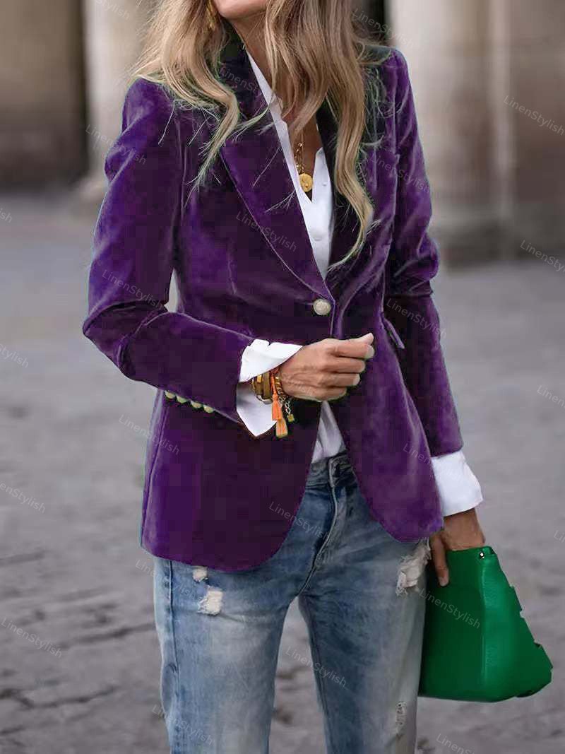 Gold Velvet Slim Fake Pocket Suit