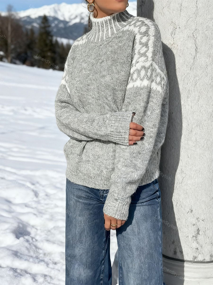 High Collar Warm Pattern Fashion Sweater
