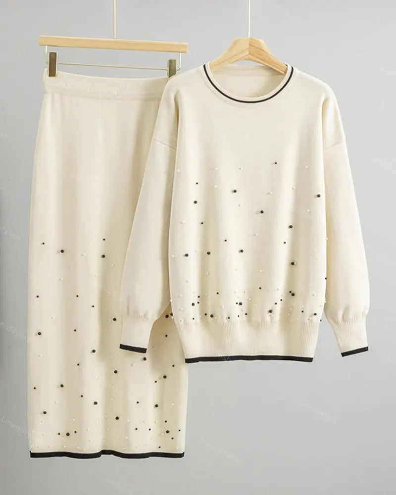 Beaded Ginestar Knitted Two-Piece Set