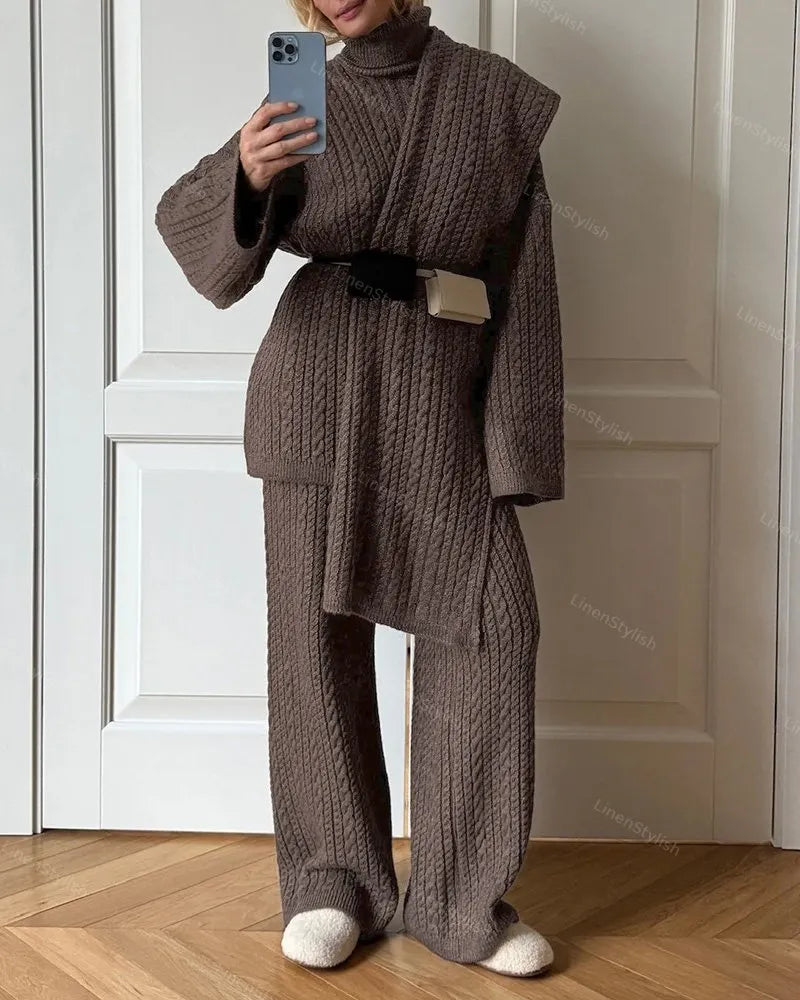 Twist Pullover Sweater Pants Two-Piece Set