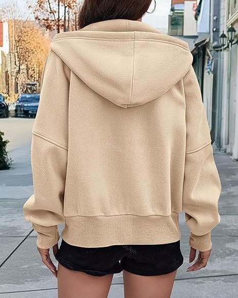 Zip-Up Short Wool Hooded Jacket