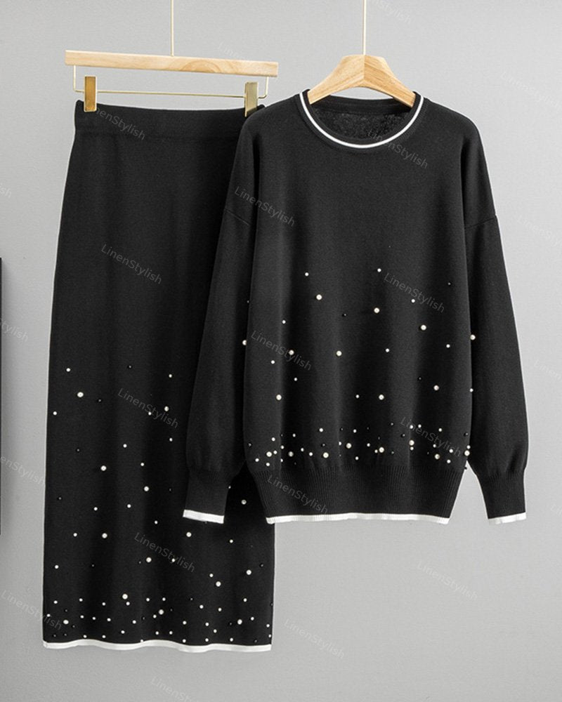Beaded Ginestar Knitted Two-Piece Set