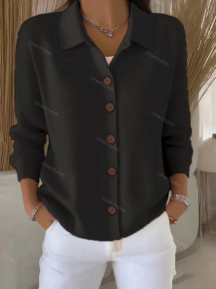 Knit Cardigan With Lasel Button
