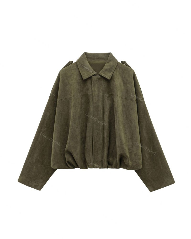 Suede Bomber Jacket Coat