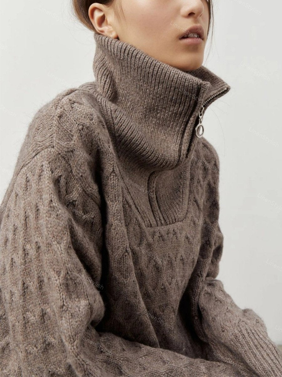 Turtleneck Half-Zip Sweater