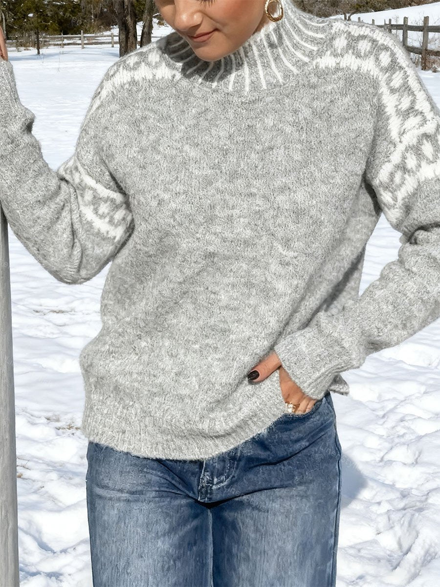 High Collar Warm Pattern Fashion Sweater