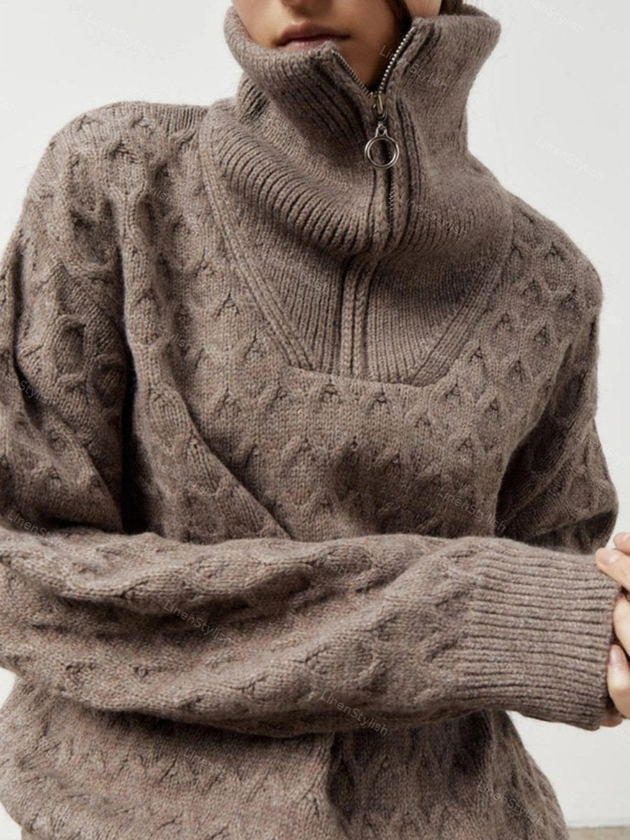 Turtleneck Half-Zip Sweater