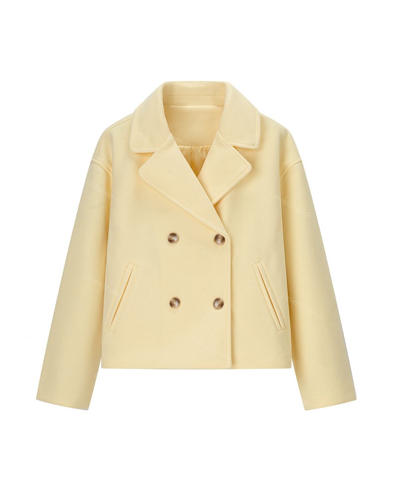 Fashion Double-breasted Short Woolen Coat
